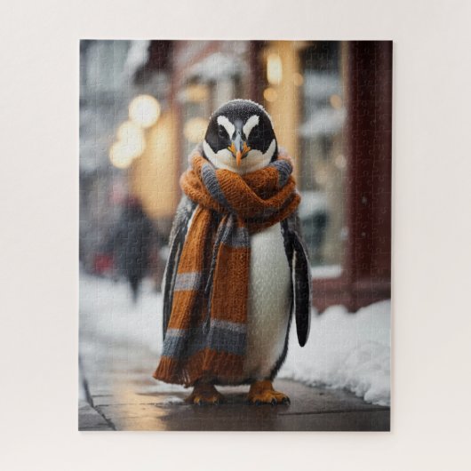 Whimsical Cosy Pinguin Snowy Winter Puzzle (Vertikal)