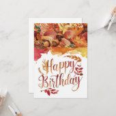 Whimsical Cosy Woodland Herbst glücklich Geburtsta Karte (Vorderseite/Rückseite Beispiel)