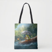 Whimsical Cotattcore Frog Rainy Day Ästhetik Tasche (Vorderseite)
