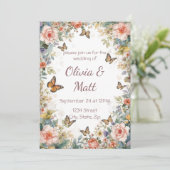 Whimsical Cotattcore Wildblume Butterfly Wedding Einladung (Stehend Vorderseite)