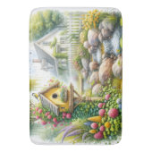 Whimsical Cottage Garden Birdhouse Stream Badematte (Vorderseite Vertikal)