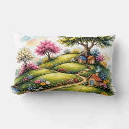 Whimsical Cottage Garden Landscape Art Lendenkissen