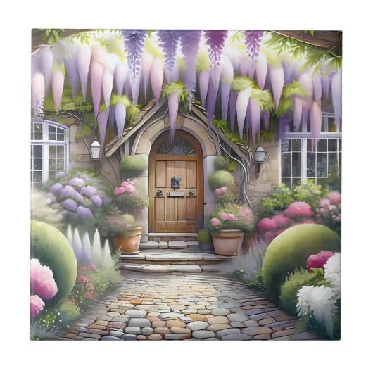 Whimsical Cottage Garden Pathway Fliese (Vorderseite)