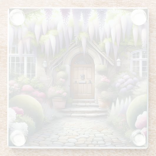 Whimsical Cottage Garden Pathway Glasuntersetzer (Rückseite)