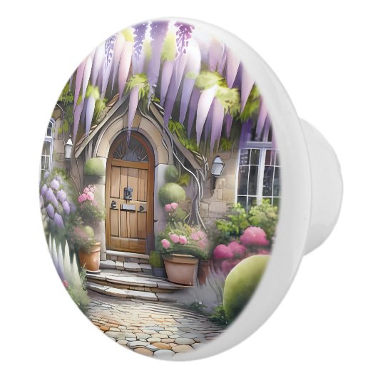 Whimsical Cottage Garden Pathway Keramikknauf (Rechts)