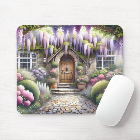 Whimsical Cottage Garden Pathway Mousepad (Mit Mouse)