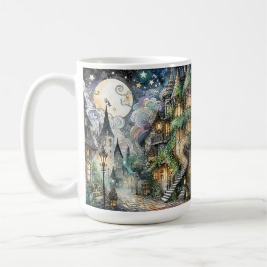 Whimsical Cottagecore Fantasie Welt Kaffeetasse (Links)