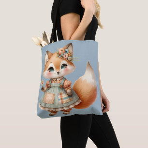 Whimsical Cottagecore Floral Pastell Fuchs  Tasche