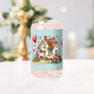Whimsical Cottagecore Herz Haus Kunst Dosenglas