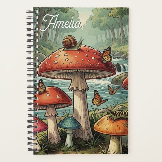 Whimsical Cottagecore Pilze | Personalisiert Planer (Vorderseite)