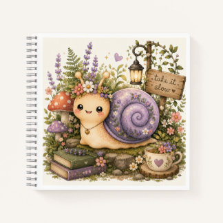 Whimsical Cottagecore-Schnecke Wasserfarben Kunst Notizblock