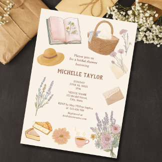 Whimsical Cottagecore Summer Floral Bridal Shower Einladung