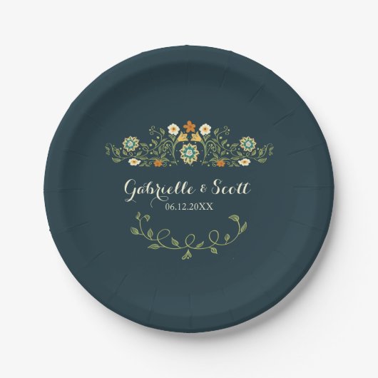 Whimsical Country Flower Garden Hochzeit/Dusche Pappteller (Vorderseite)