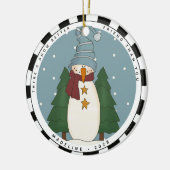 Whimsical Country Snowman Personalisiert Friend Keramik Ornament (Links)