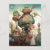 Whimsical Couple Scene Surreal Postkarte (Vorderseite)