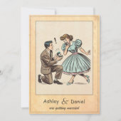 Whimsical Couple Vorschlag 50er Comic Wedding Einladung (Vorderseite)