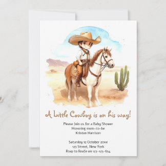 Whimsical Cowboy Adventure Baby Dusche Einladung
