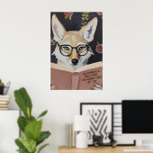Whimsical Coyote Reading Book Art Print - Literary Poster (Heimbüro)