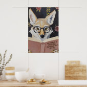 Whimsical Coyote Reading Book Art Print - Literary Poster (Küche)