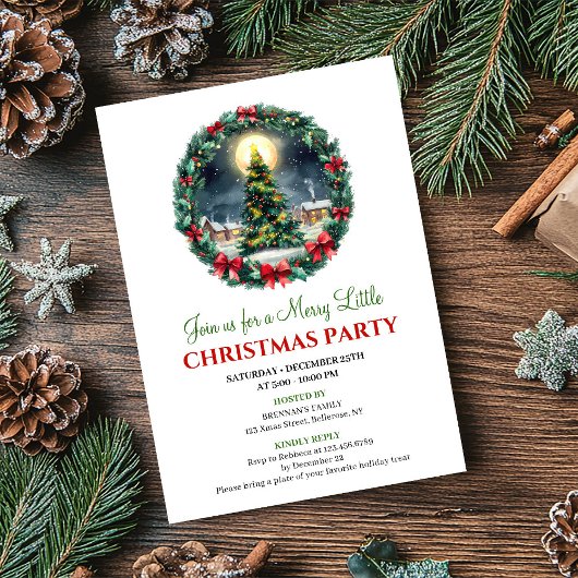 Whimsical Cozy Winter Scene Christmas Invitation Einladung