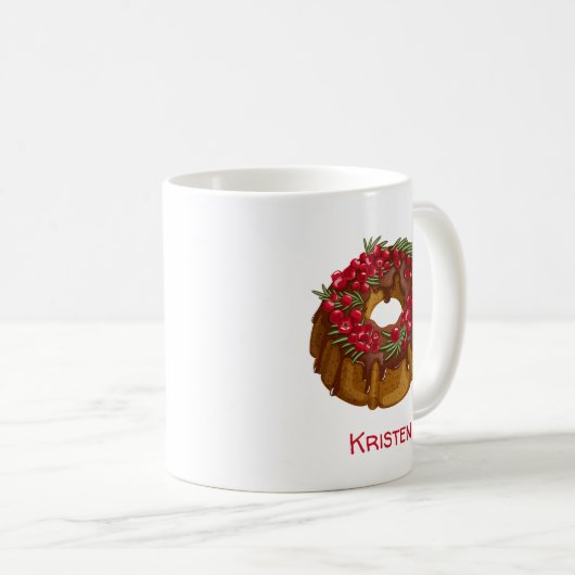 Whimsical Cranberry Bundt Cake Monogram Kaffeetasse (VorderseiteRechts)