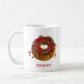 Whimsical Cranberry Bundt Cake Monogram Kaffeetasse (Links)