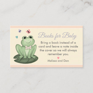Whimsical Cream Blush Frosch-Dusch-Bücher für Baby Begleitkarte