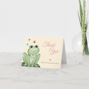 Whimsical Cream Frosch-Baby-Party Dankeskarte