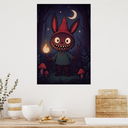 Whimsical Creature Lahuhu - Fantasy Art Poster (Küche)