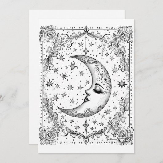 Whimsical Crescent Moon | Farbe für Ihren eigenen (Vorne/Hinten)