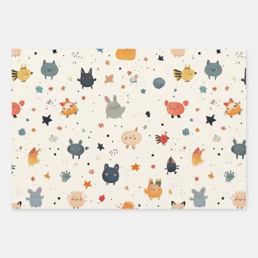 Whimsical Critter Wonderland Geschenkpapier Set (Vorderseite 3)