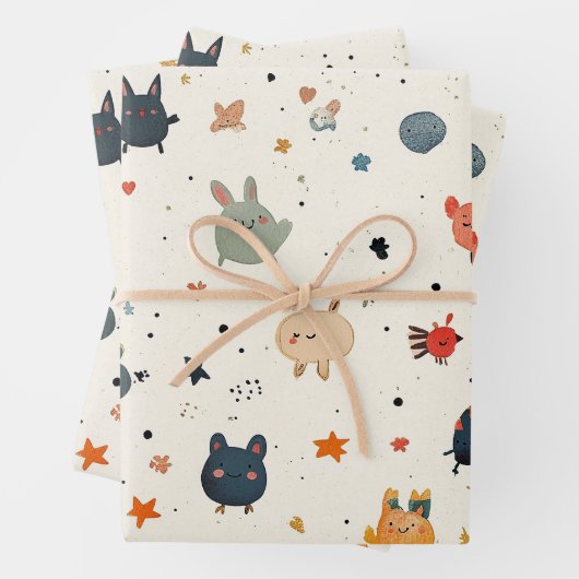 Whimsical Critter Wonderland Geschenkpapier Set (Beispiel)