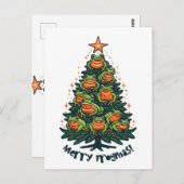 Whimsical Croaks: Frösche singen "Merry Frogmas" Postkarte (Vorne/Hinten)