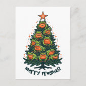 Whimsical Croaks: Frösche singen "Merry Frogmas" Postkarte (Vorderseite)