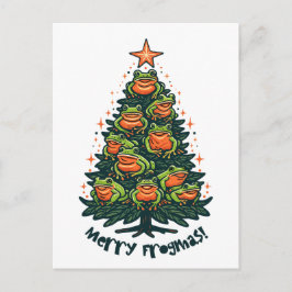 Whimsical Croaks: Frösche singen "Merry Frogmas" Postkarte