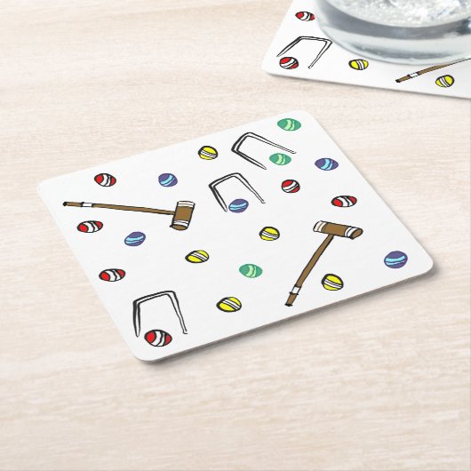 Whimsical Croquet Hand-Illustriertes Muster Rechteckiger Pappuntersetzer (angewinkelt)