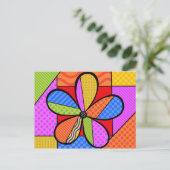 Whimsical Cubism Blume Postcard mit Hintergrund Postkarte (Stehend Vorderseite)