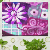 Whimsical Cup Coffee Abstrakt Painting Lila Geschirrtuch (Gefaltet)