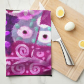 Whimsical Cup Coffee Abstrakt Painting Lila Geschirrtuch (Viertel Falte)