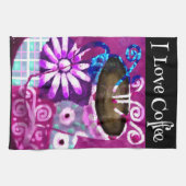 Whimsical Cup Coffee Abstrakt Painting Lila Geschirrtuch (Horizontal)