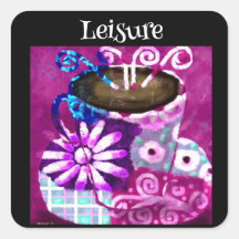 Whimsical Cup Coffee Abstrakt Painting Lila