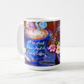Whimsical Cup Kaffee Blumenkohl Blume Liebe Blau Kaffeetasse (Vorderseite Links)