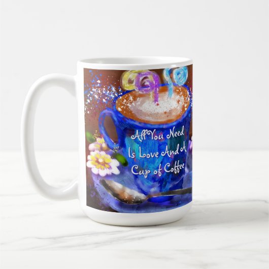 Whimsical Cup Kaffee Blumenkohl Blume Liebe Blau Kaffeetasse (Links)