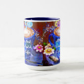 Whimsical Cup Kaffee Blumenkohl Blume Liebe Blau Tasse (Zentrum)