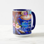 Whimsical Cup Kaffee Blumenkohl Blume Liebe Blau Tasse (VorderseiteRechts)