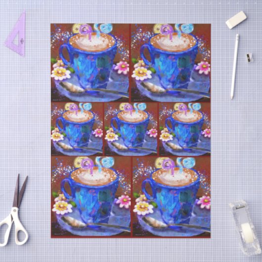 Whimsical Cup Kaffee Latte Espresso Decoupage Seidenpapier (Basteln)