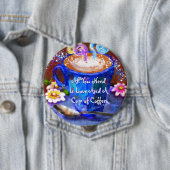 Whimsical Cup of Coffee Floral Personalized Button (Beispiel)