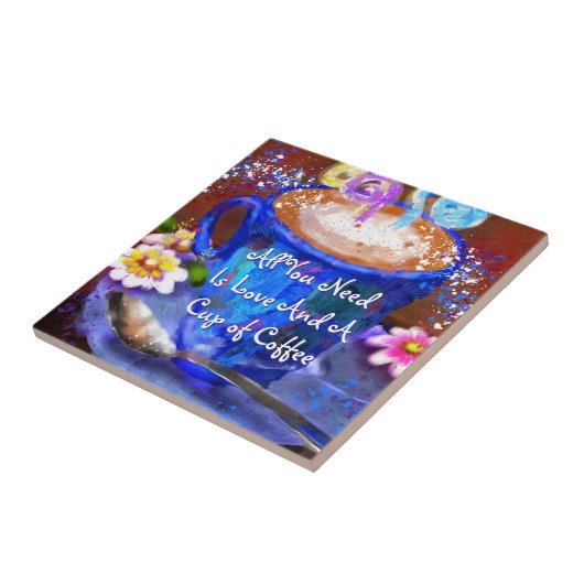 Whimsical Cup of Coffee Floral Personalized Fliese (Seite)