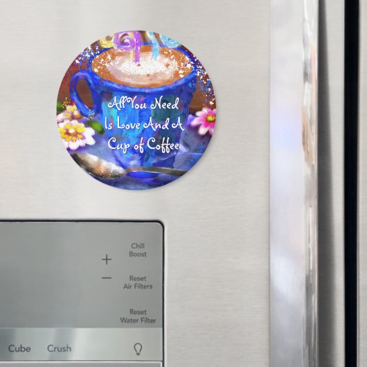 Whimsical Cup of Coffee Floral Personalized Magnet (In Situ (Kühlschrank))