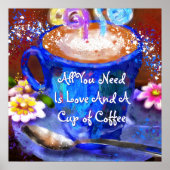 Whimsical Cup of Coffee Floral Personalized Poster (Vorne)